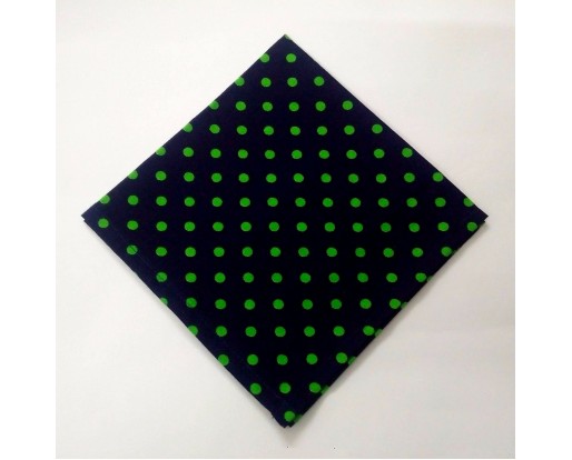 Green on Black - 12" POLKA DOT Unisex Men Women Pocket Square Handkerchief Hanky - 100% Cotton
